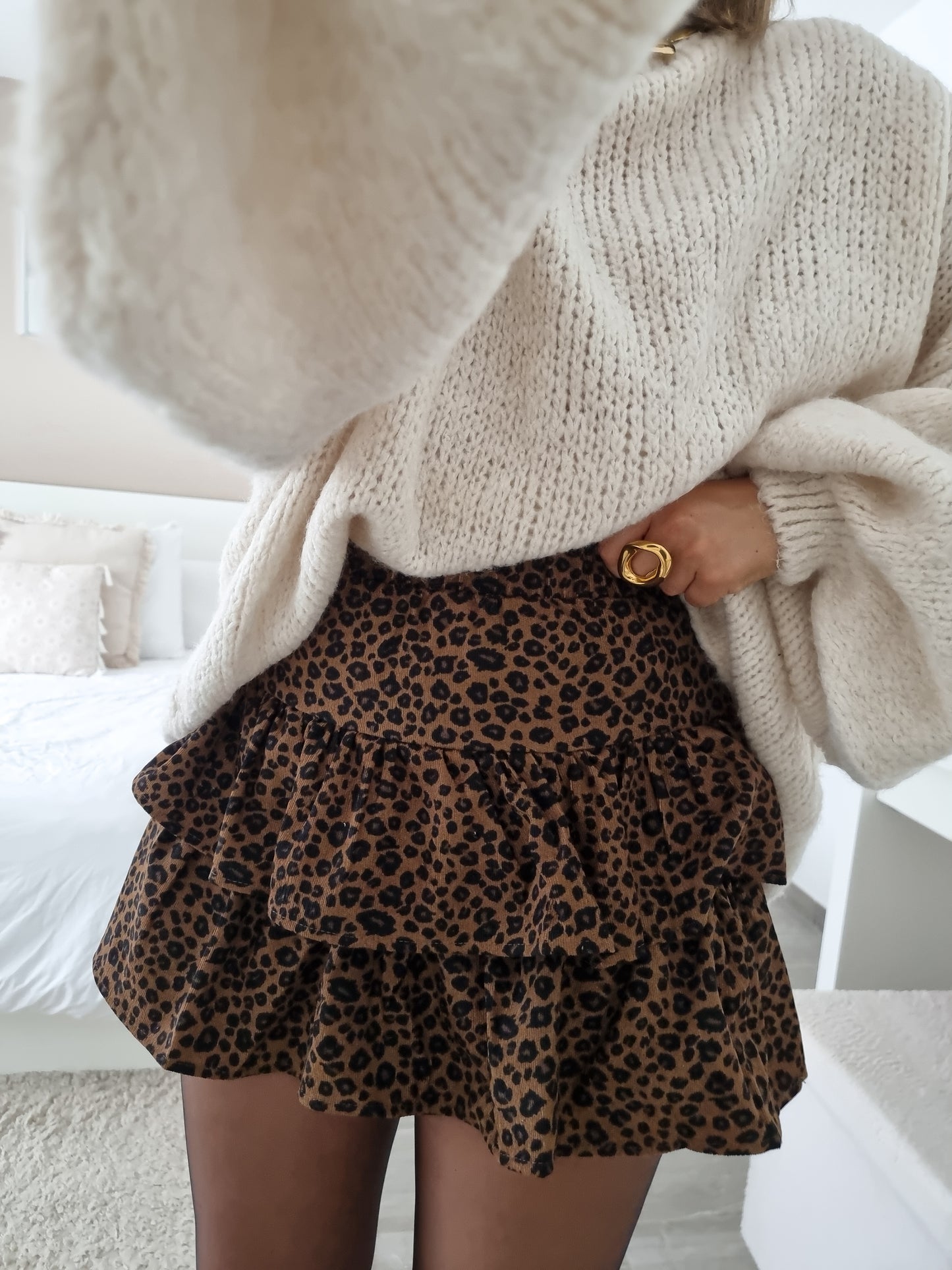 Jupe/short velour côtelé leopard