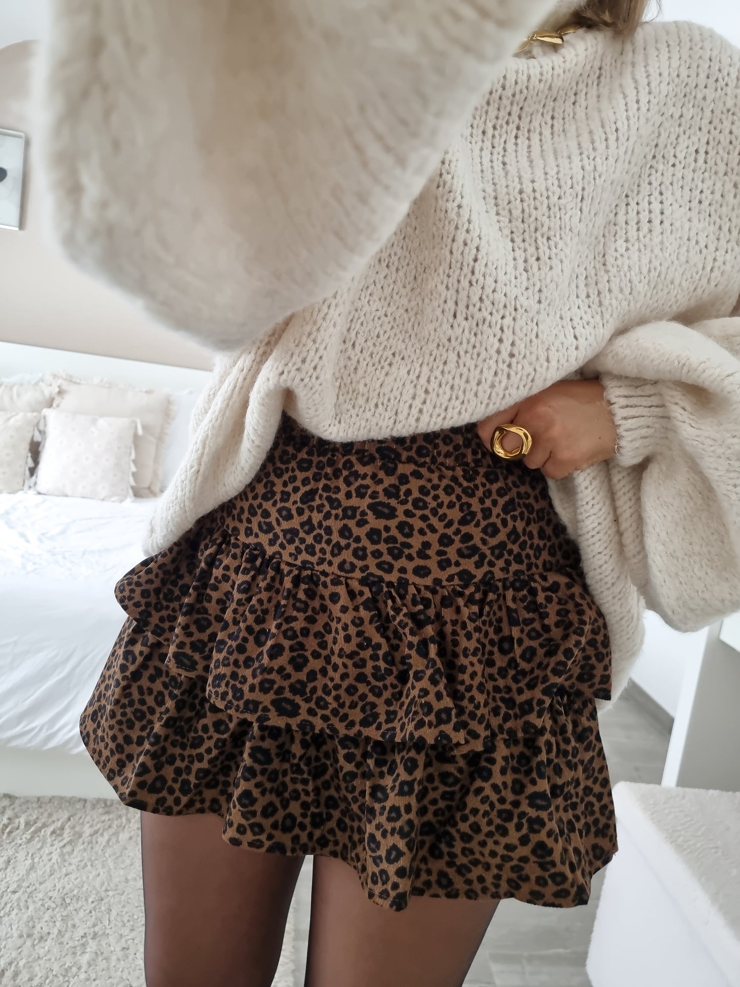 Jupe/short velour côtelé leopard