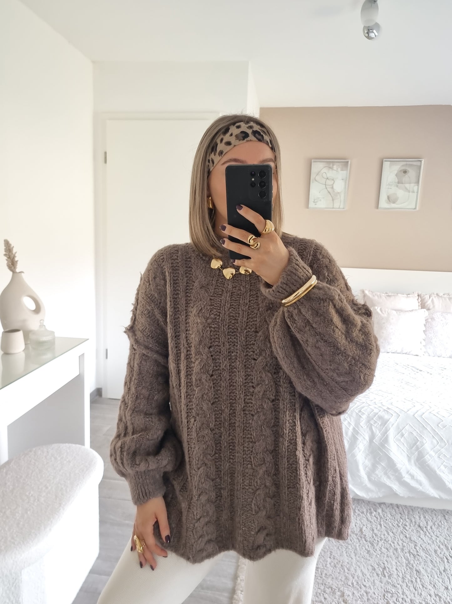 Pull oversize maille tressée