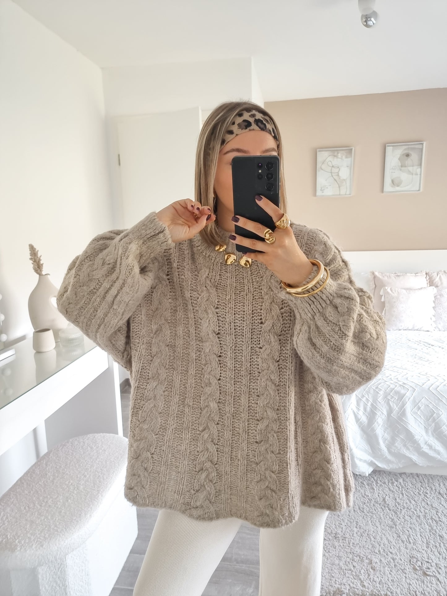 Pull oversize maille tressée