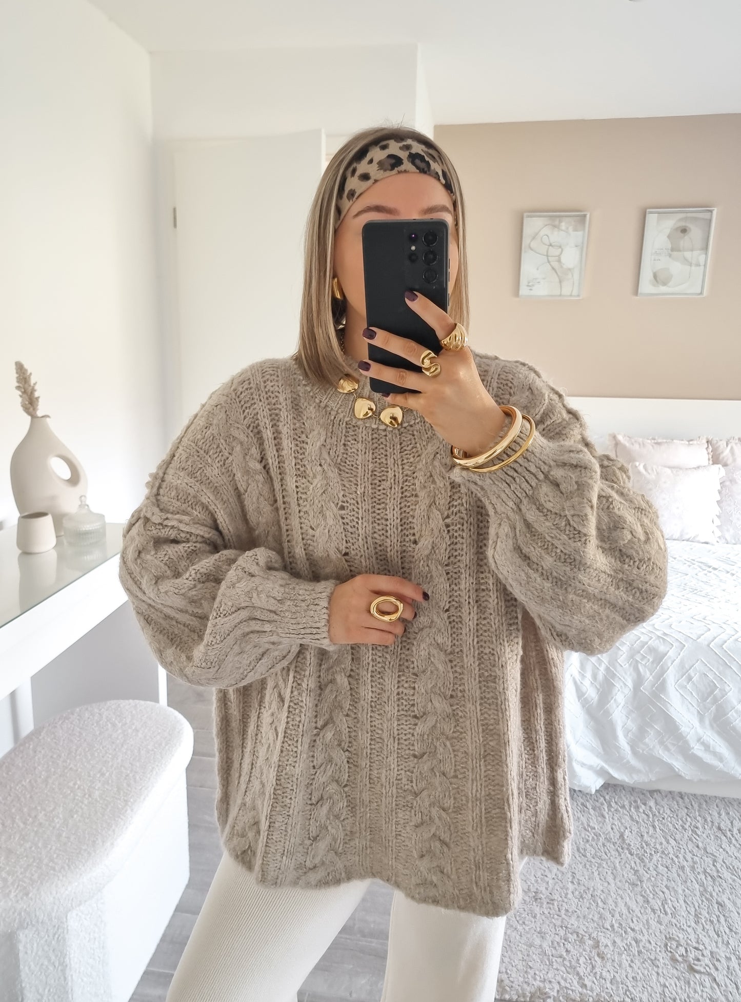 Pull oversize maille tressée