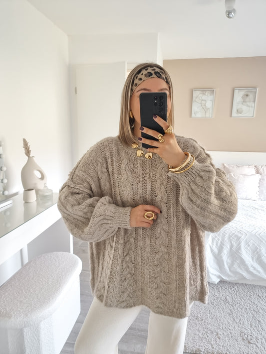 Pull oversize maille tressée