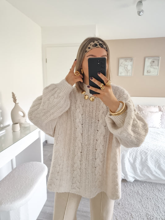 Pull oversize maille tressée