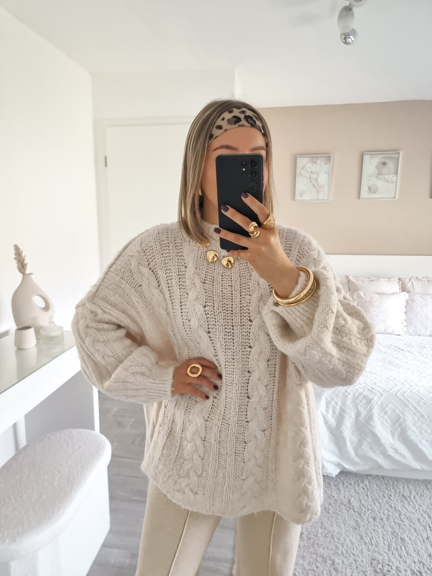 Pull oversize maille tressée